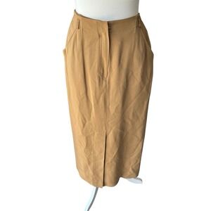 Jones New York 100% Silk Maxi Skirt women' size 10 a-line long Slit Lined Pocket